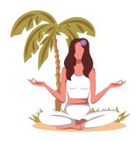 vektor illustration yoga flicka håller på med yoga och meditation på semester på semester illustration Nej ansikte