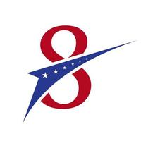 Anfangsbuchstabe 8 amerikanisches Logo für Geschäfts-, Unternehmens- und Firmenidentität. US-amerikanisches Logo vektor