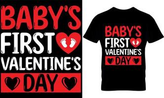 babys erster valentinstag. Valentins-T-Shirt-Design-Vorlage. vektor