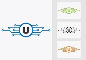 Buchstabe u-Technologie-Logo-Design-Vorlage. Netzwerk-Logo-Design vektor
