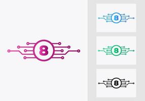 brev 8 teknologi logotyp design mall. nätverk logotyp design vektor