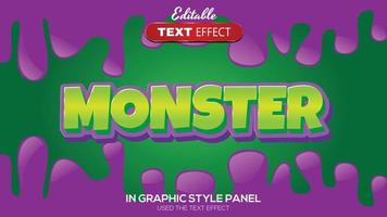 3d redigerbar text effekt monster tema vektor