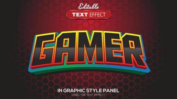 3D bearbeitbares Texteffekt-Gamer-Design vektor