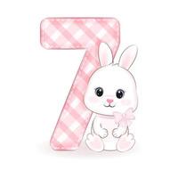 söt liten kanin, Lycklig födelsedag 7 år gammal vektor