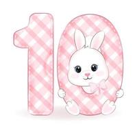 süßes kleines Kaninchen, alles Gute zum Geburtstag 10 Jahre alt vektor