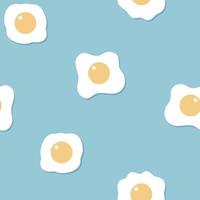 sömlös frukost upprepa mönster med ägg i blå bakgrund söt härlig stil, platt vektor illustration design