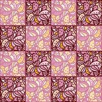 freehand mandala sömlös mosaik- prydnad. abstrakt sömlös mönster med blommig och växter element. vektor