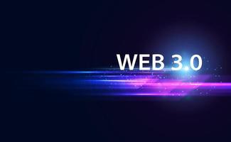 Abstrakt, Web 3.0 und Blockchain-Link, Technologie oder Konzept zur Entwicklung von Webgeschwindigkeit, dezentralisiert, Design, Konsens auf blauem Hintergrund. modern digital, futuristisch vektor