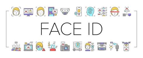 Gesichts-ID-Technologiesammlungsikonen stellten Vektor ein