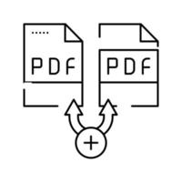 förnyelse pdf programvara linje ikon vektor illustration
