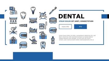 dental vård tandläkare tand implantera landning rubrik vektor