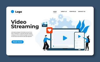 modern platt designillustration av videostreaming. kan användas för webbplats och mobilwebbplats eller målsida. vektor illustration