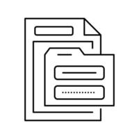 elektronische Ordner Passwortlinie Symbol Vektor Illustration
