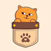 orangefarbene Katze, die sich in der Taschenkarikatur versteckt - orangefarbener Kitty-Katzenvektor vektor