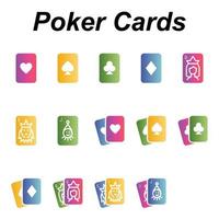 lutning Färg ikoner för poker kort. vektor