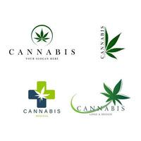 Satz grüner medizinischer Cannabis-Embleme und -Logos vektor