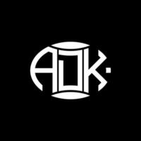adk abstraktes Monogramm-Kreis-Logo-Design auf schwarzem Hintergrund. adk einzigartiges kreatives Initialen-Buchstabenlogo. vektor