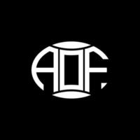 aof abstrakt monogram cirkel logotyp design på svart bakgrund. aof unik kreativ initialer brev logotyp. vektor