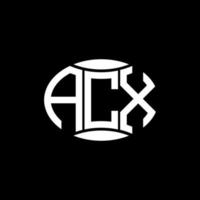 acx abstraktes Monogramm-Kreis-Logo-Design auf schwarzem Hintergrund. acx einzigartiges kreatives Initialen-Buchstabenlogo. vektor