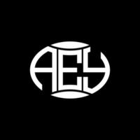 aey abstraktes Monogramm-Kreis-Logo-Design auf schwarzem Hintergrund. aey einzigartiges kreatives Initialen-Buchstabenlogo. vektor