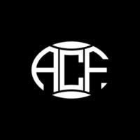 acf abstrakt monogram cirkel logotyp design på svart bakgrund. acf unik kreativ initialer brev logotyp. vektor