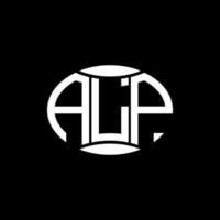 alp abstrakt monogram cirkel logotyp design på svart bakgrund. alp unik kreativ initialer brev logotyp. vektor