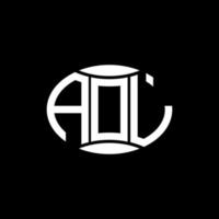 aol abstraktes Monogramm-Kreis-Logo-Design auf schwarzem Hintergrund. aol einzigartiges kreatives Initialen-Buchstabenlogo. vektor