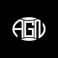 Agn abstraktes Monogramm-Kreis-Logo-Design auf schwarzem Hintergrund. agn einzigartiges kreatives Initialen-Buchstabenlogo. vektor