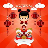 tecknad gong xi fa cai illustration design vektor