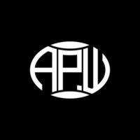 apw abstraktes Monogramm-Kreis-Logo-Design auf schwarzem Hintergrund. apw einzigartiges kreatives Initialen-Buchstabenlogo. vektor