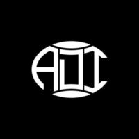 adi abstraktes Monogramm-Kreis-Logo-Design auf schwarzem Hintergrund. adi einzigartiges kreatives Initialen-Buchstabenlogo. vektor