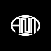 anm abstraktes Monogramm-Kreis-Logo-Design auf schwarzem Hintergrund. anm einzigartiges kreatives Initialen-Buchstabenlogo. vektor