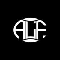 alf abstrakt monogram cirkel logotyp design på svart bakgrund. alf unik kreativ initialer brev logotyp. vektor