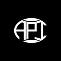 API abstraktes Monogramm-Kreis-Logo-Design auf schwarzem Hintergrund. api einzigartiges kreatives Initialen-Buchstabenlogo. vektor