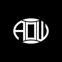 Aow abstraktes Monogramm-Kreis-Logo-Design auf schwarzem Hintergrund. Aow einzigartiges kreatives Initialen-Buchstabenlogo. vektor
