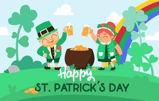 leprechaun fira st. patrick's day i platt illustration vektor