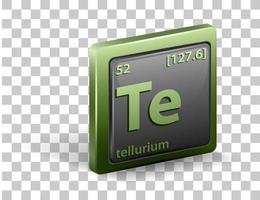 chemisches Element von Tellur. chemisches Symbol mit Ordnungszahl und Atommasse. vektor