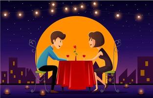 romantisches Date von Mann und Frau vektor