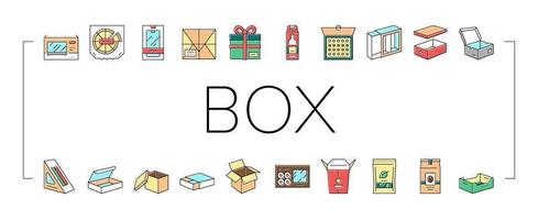 Box-Karton-Container-Sammlung Symbole Set Vektor