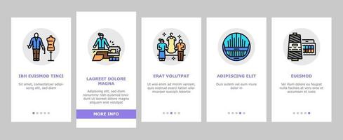 schneider arbeiter nähen beruf onboarding icons set vektor