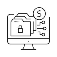 Ransomware cyber brottslighet linje ikon vektor illustration
