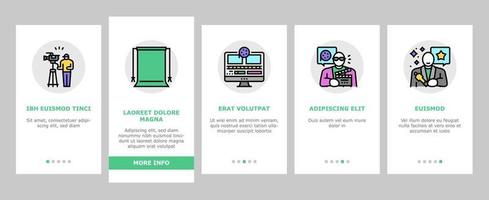 video produktion filma studio onboarding ikoner uppsättning vektor