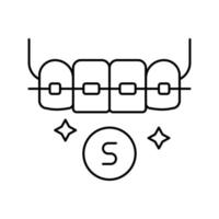 Saphirmaterial Zahnspangen Symbol Leitung Vektor Illustration