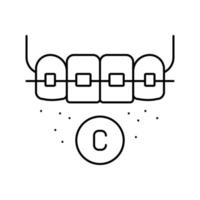 Keramikmaterial Zahnspangen Symbol Leitung Vektor Illustration