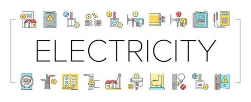 elektrisk installation verktyg ikoner set vektor