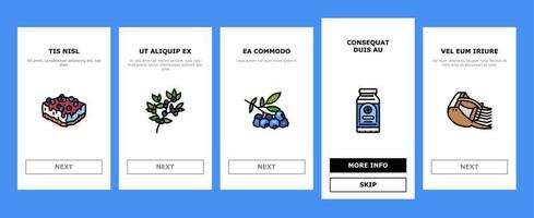blåbär bibär blå bär onboarding ikoner uppsättning vektor