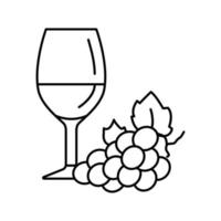 Glas Wein rote Trauben Symbol Leitung Vektor Illustration