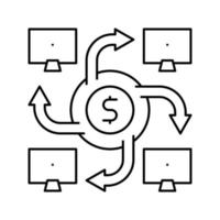 p2p-Finanzsystem Symbol Leitung Vektor Illustration