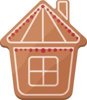 söt jul pepparkaka. ny år s pepparkaka i de form av en hus. festlig bakverk. jul småkakor i de form av en hus. vektor illustration isolerat på en vit bakgrund