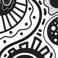 Schwarz-Weiß-Doodle-Vektor-Illustration. handgezeichnete linie kunst abstrakte hintergründe geometrisches muster für druck, tapete, banner, poster, wandkunst, deklarativ vektor